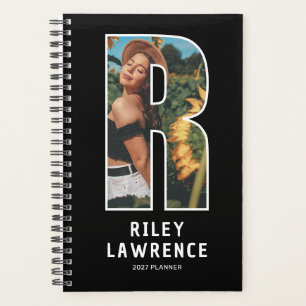 Black Monogram Initial 'R' Photo Planner