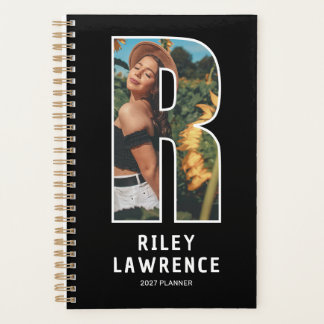 Black Monogram Initial 'R' Photo Planner