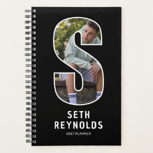 Black Monogram Initial 'S' Photo Planner