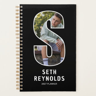 Black Monogram Initial 'S' Photo Planner