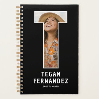 Black Monogram Initial 'T' Photo Planner