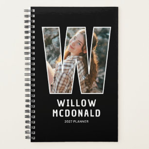 Black Monogram Initial 'W' Photo Planner