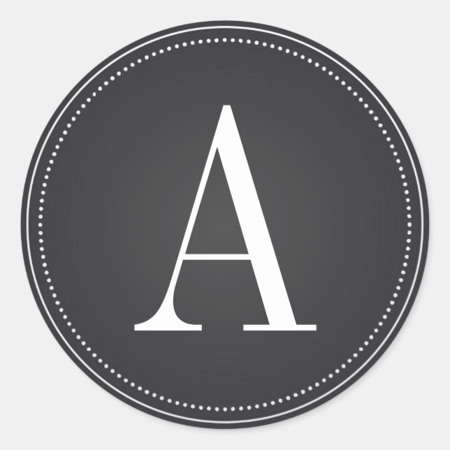 Black Monogram Initial Wedding Sticker (Front)