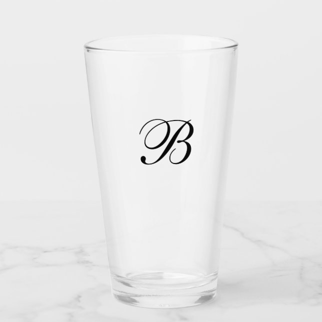 Black Monogram Initials Glass (Front)