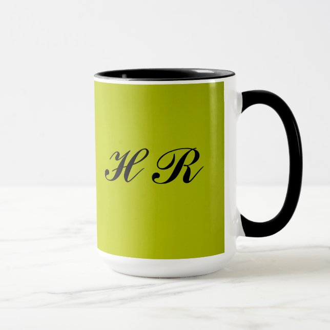 Black Monogram On Green Mug (Right)