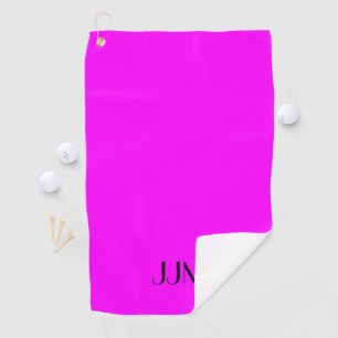 Black Monogram on Magenta Pink Golf Towel