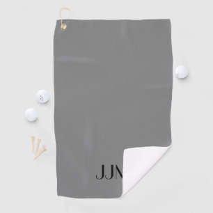 Black Monogram on Medium Grey Golf Towel