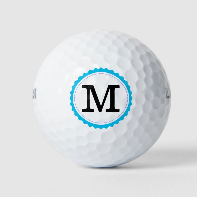Black Monogram Personalized #18 Golf Balls (Front)