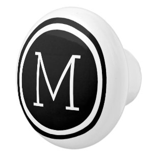 Black Monogram Personalized Drawer Knob