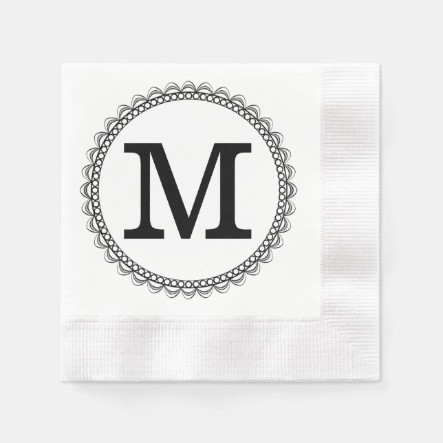 Black Monogram Personalized Napkin (Front)
