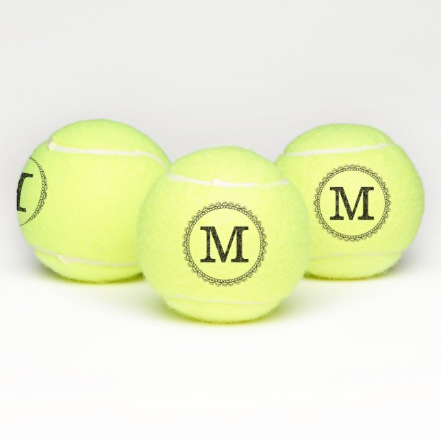 Black Monogram Personalized Tennis Balls (Multi)