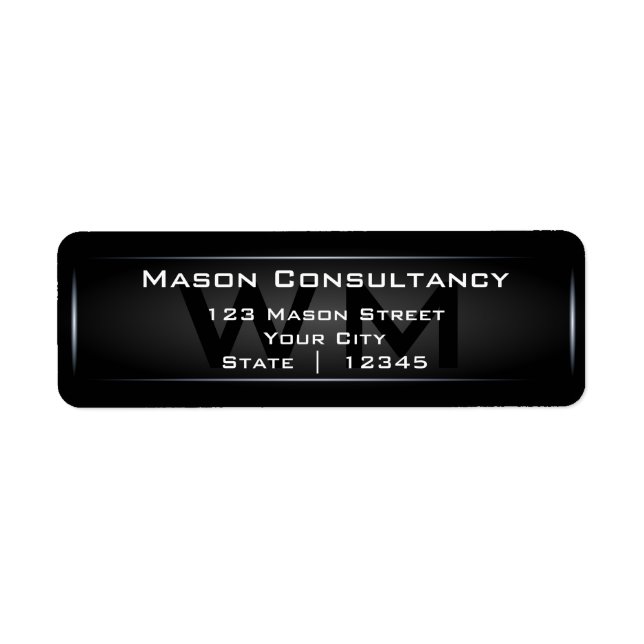 Black Monogram Return Address Label (Front)