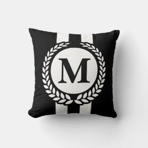 Black Monogram Throw Pillow