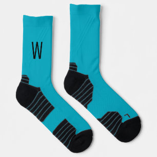 Black Monogram Turquoise Socks