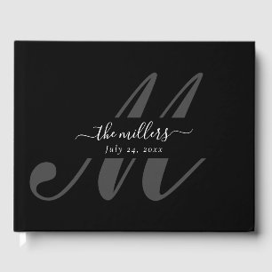 Black Monogram Wedding Guest Book