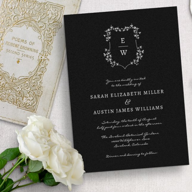 Black Monogram Wedding Invitation (Creator Uploaded)
