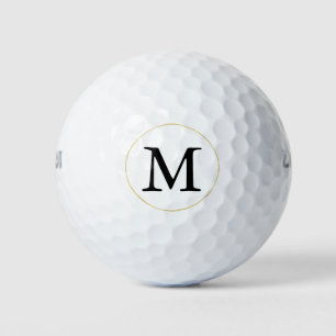 Black Monogram with gold circle Golf Balls