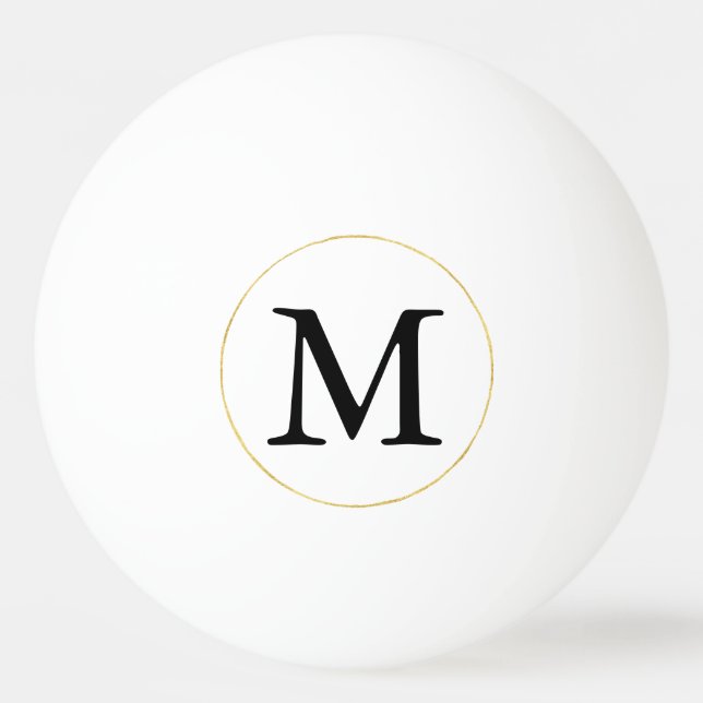 Black Monogram with gold circle Ping Pong Ball (Front)
