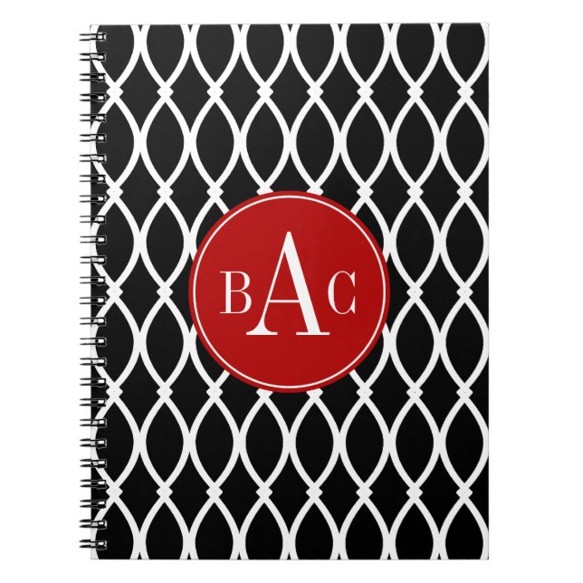 Black Monogrammed Barcelona Print Notebook (Front)