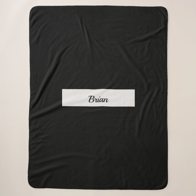 Black Monogrammed Sherpa Blanket (Front)