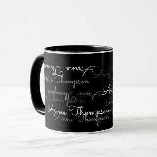 black monogrammed / typography mug