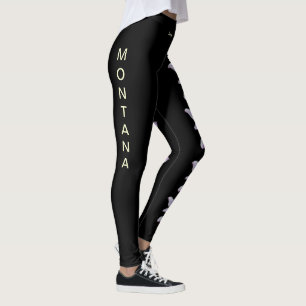 Black Montana Bitterroot State Flower Leggings