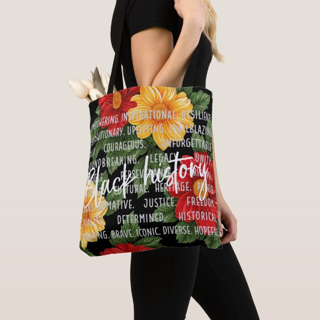  Black Months History  with Flowers Tote Bag (Close Up)