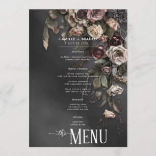 Black Moody Gothic Flowers & Mist Wedding Menu