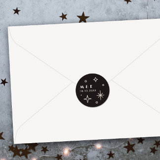 Black Moon & Stars Celestial Wedding Sticker