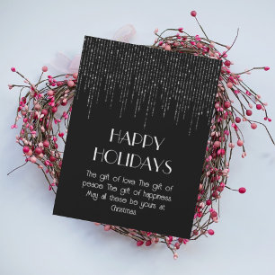 Black moonlight elegant sparkly stylish Christmas  Holiday Card