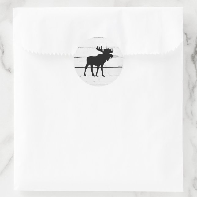 Black Moose Silhouette Wilderness Classic Round Sticker (Bag)