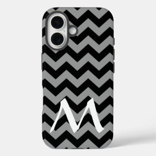 Black Moroccan Moods Chevrons with Monogram iPhone 16 Case