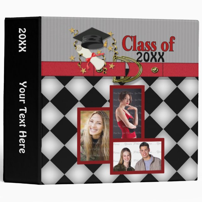 Black Mortar and Diploma Graduation Binder (Front/Spine)