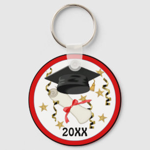 Black Mortar and Diploma Graduation Keychain