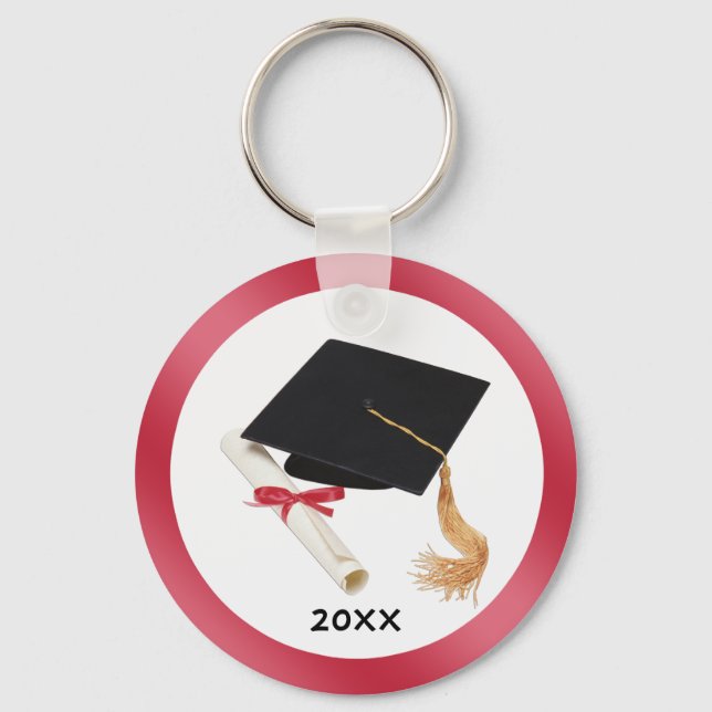 Black Mortar and Diploma Keychain (Front)