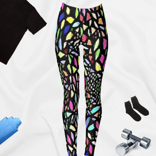 Black Mosaic Pattern Colourful Leggings