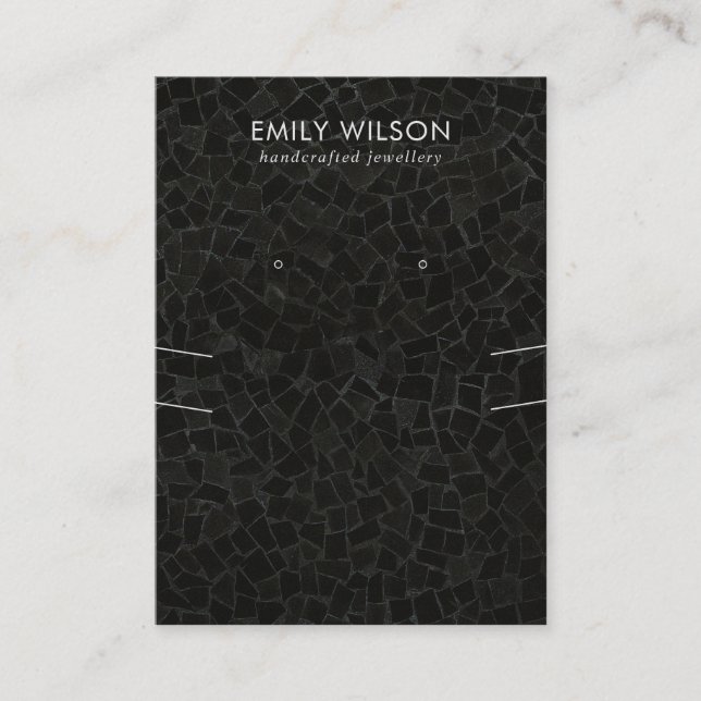 BLACK MOSAIC TEXTURE NECKLACE EARRING DISPLAY BUSINESS CARD (Front)