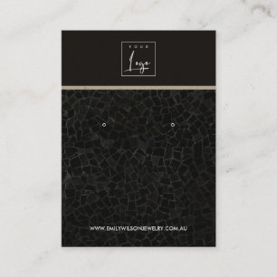 BLACK MOSAIC TEXTURE STUD EARRING DISPLAY CARD