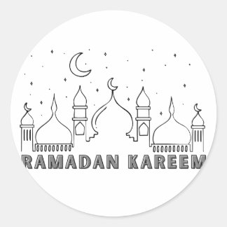 Black Mosque Ramadan Kareem  Classic Round Sticker