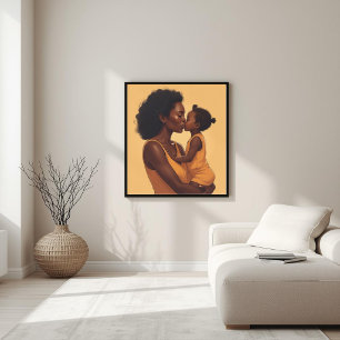 Black Mother and Child Line Art III Poster
