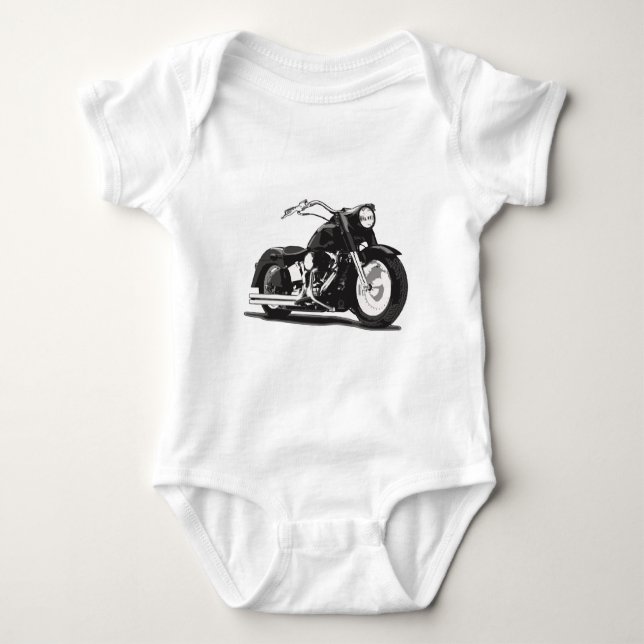 Black motorcycle baby bodysuit (Front)