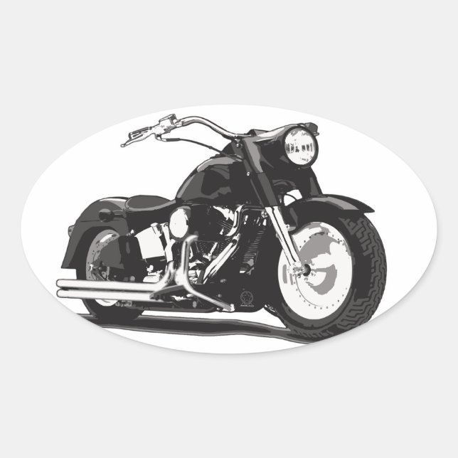 Black motorcycle oval sticker (Front)