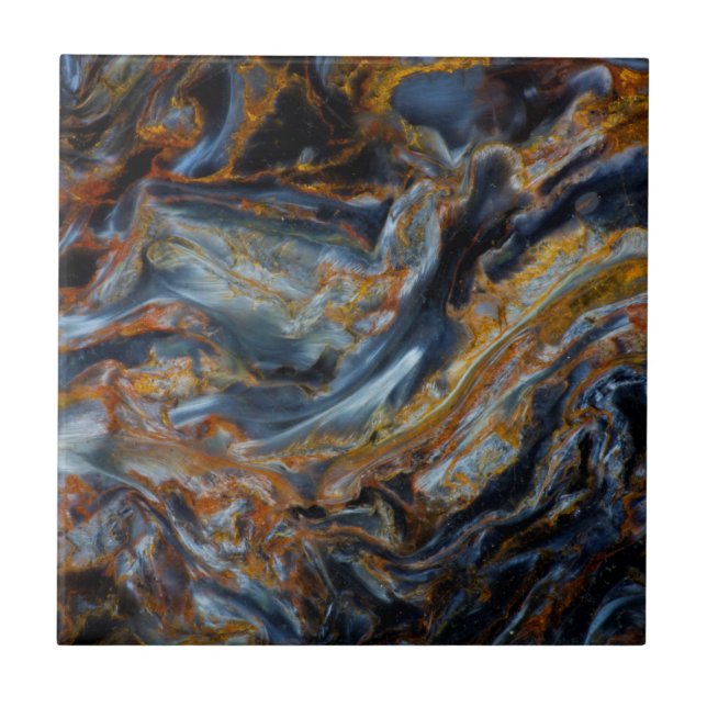 Black Mottled Pietersite Tile (Front)