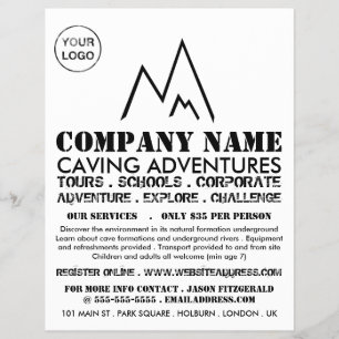 Black Mountain Logo, Caving Adventure Advertising Flyer