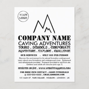 Black Mountain Logo, Caving Adventure Advertising Flyer