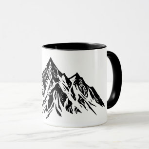 Black Mountain Peaks Modern Minimalist Hiking Mug