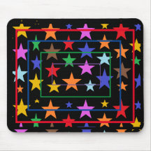 Black Mouse Pad With Colored Stars All Over