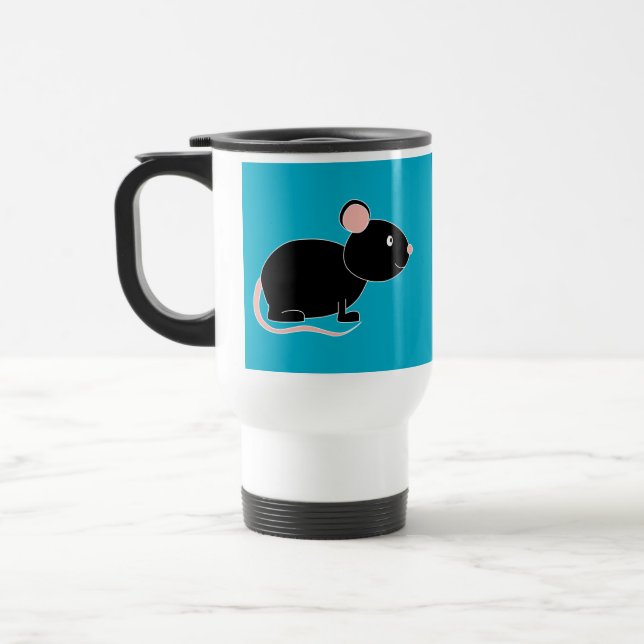 Black Mouse. Travel Mug (Left)