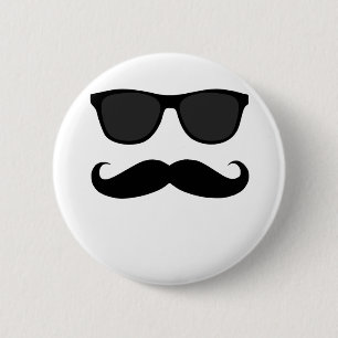 Black Moustache and Sunglasses Humour Gift 2 Inch Round Button