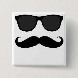 Black Moustache and Sunglasses Humour Gift 2 Inch Square Button